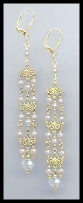 4" Clear Crystal Chandelier Earrings