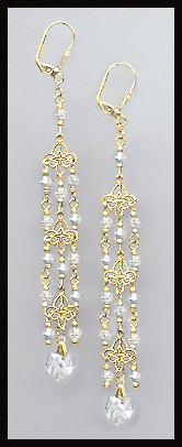 Clear Crystal Heart Chandelier Earrings