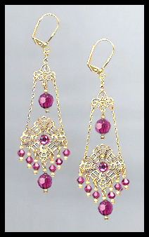 Swarovski Fuchsia Pink Chandelier Earrings