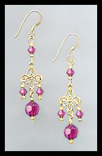 Fuchsia Pink Filigree Earrings