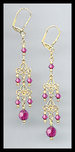 Fuchsia Pink Crystal Earrings