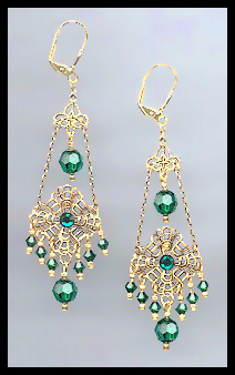 Swarovski Emerald Green Chandelier Earrings