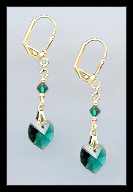 Emerald Green Heart Drop Earrings