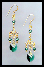 Tiny Emerald Green Heart Earrings