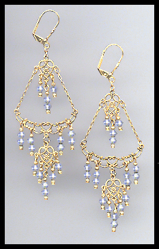 Light Blue Chandelier Earrings