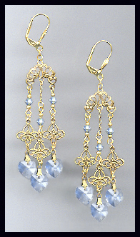 Filigree Light Blue Heart Earrings
