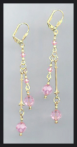 Light Pink Crystal Drop Earrings