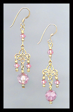Light Pink Filigree Earrings