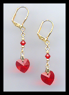 Cherry Red Crystal Heart Earrings