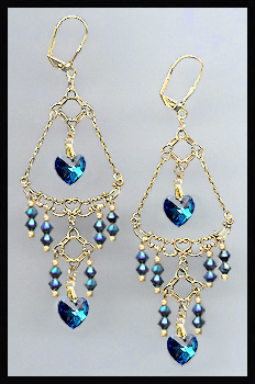 Swarovski Midnight Blue Crystal Heart Earrings