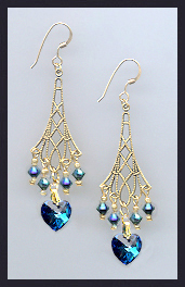 Midnight Blue Heart Earrings
