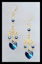 Tiny Midnight Blue Heart Earrings