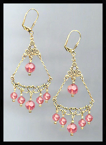 Coral Sunset Crystal Earrings