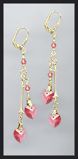 Swarovski Coral Crystal Heart Earrings