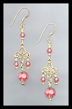 Coral Sunset Filigree Earrings