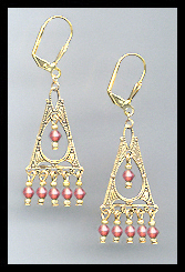 Coral Sunset Filigree Earrings