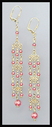 4" Coral Sunset Chandelier Earrings