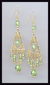 Deco Peridot Green Earrings