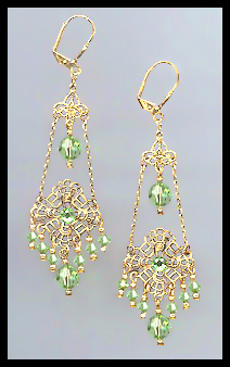 Swarovski Peridot Green Chandelier Earrings