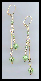 Peridot Green Crystal Drop Earrings