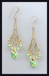Peridot Green Heart Earrings
