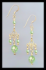 Peridot Green Filigree Earrings
