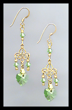 Tiny Peridot Green Heart Earrings