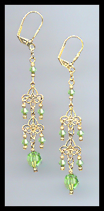 Peridot Green Crystal Earrings