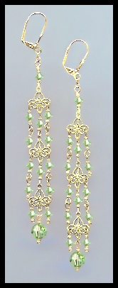 4" Peridot Green Chandelier Earrings