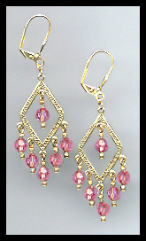 Rose Pink Crystal Earrings
