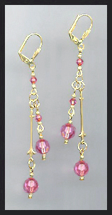 Rose Pink Crystal Drop Earrings
