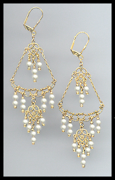 Crystal Pearl Chandelier Earrings