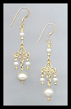 Crystal Pearl Filigree Earrings