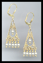 Crystal Pearl Filigree Earrings