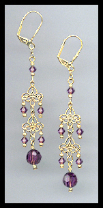 Amethyst Purple Crystal Earrings