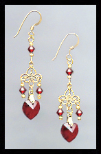 Tiny Ruby Red Heart Earrings