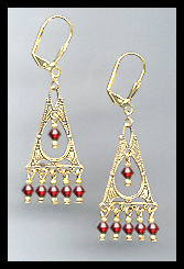 Ruby Red Filigree Earrings