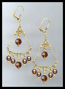 Coffee Brown Crystal Earrings