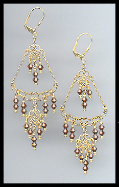 Coffee Brown Chandelier Earrings