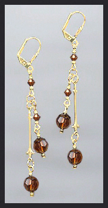 Coffee Brown Crystal Drop Earrings