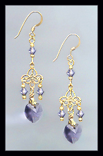 Tiny Tanzanite Purple Heart Earrings