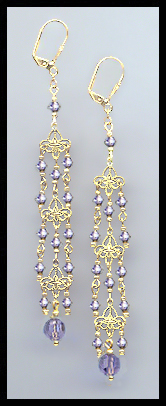 4" Tanzanite Purple Chandelier Earrings