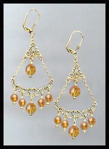 Amber Topaz Crystal Earrings