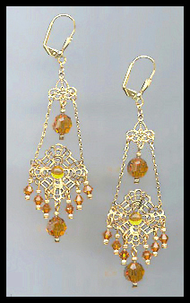 Swarovski Amber Topaz Chandelier Earrings