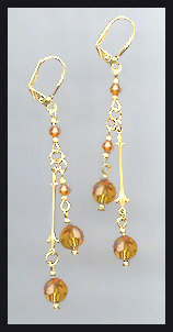 Amber Topaz Crystal Drop Earrings