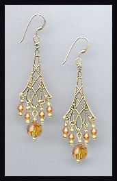 Amber Topaz Vintage Earrings