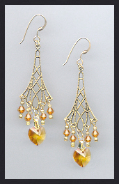 Amber Topaz Heart Earrings