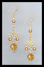Amber Topaz Filigree Earrings