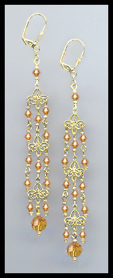 4" Amber Topaz Chandelier Earrings