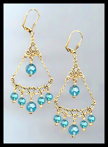 Teal Blue Crystal Earrings